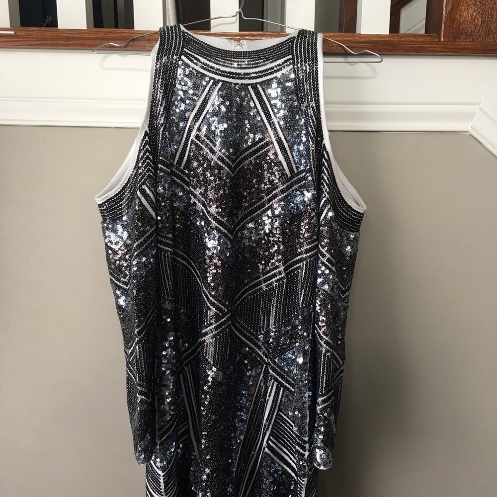 Express Sequin Cold Shoulder Dress